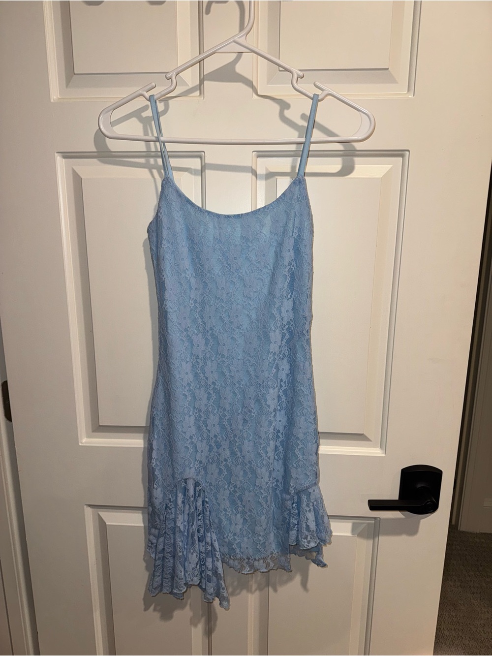 Peppermayo XS Light Blue Lace Spaghetti-Strap Dress
